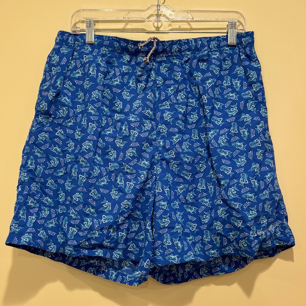 Kids Columbia PFG Fish Print Swim Trunks in Blue (Size Kids M)